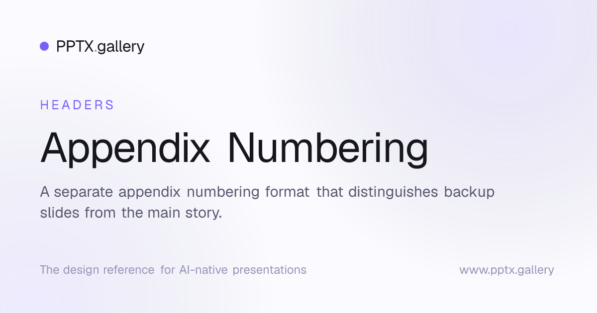 Appendix Numbering | OPF Header & Footer Reference