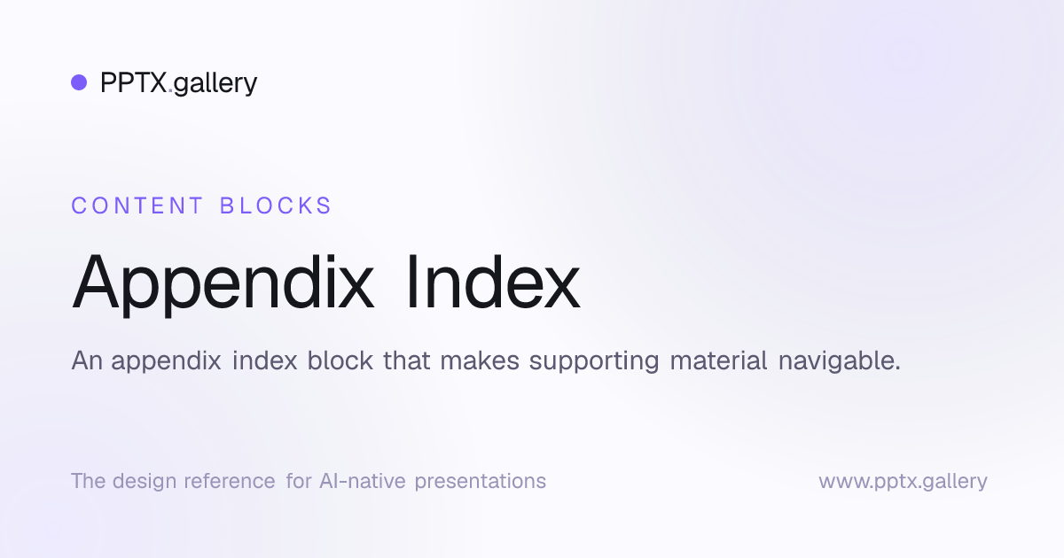Appendix Index | OPF Content Block Reference