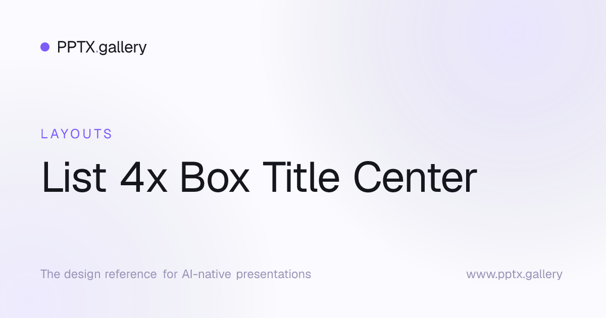 List 4x Box Title Center Slide Layout | OPF Reference