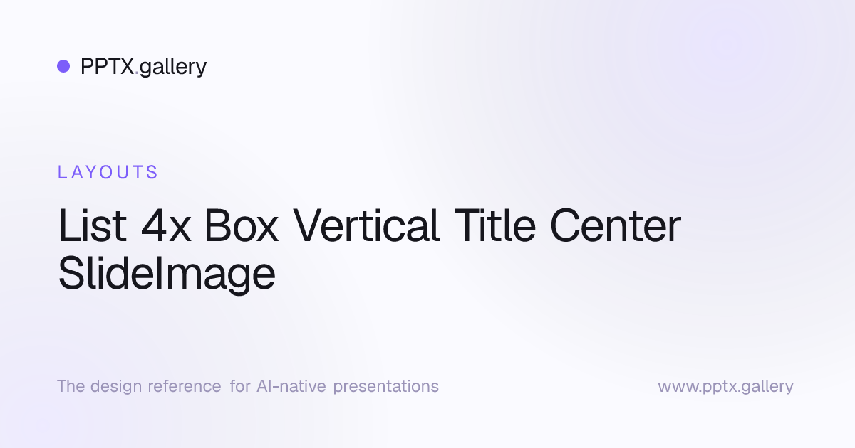 List 4x Box Vertical Title Center SlideImage Slide Layout | OPF Reference
